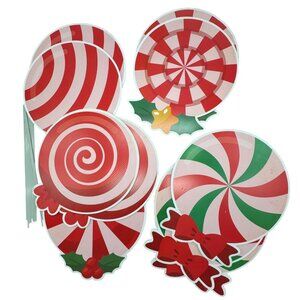 Set Of 10 Christmas Peppermint Candy Yard Signs With Stakes - Outdoor READ